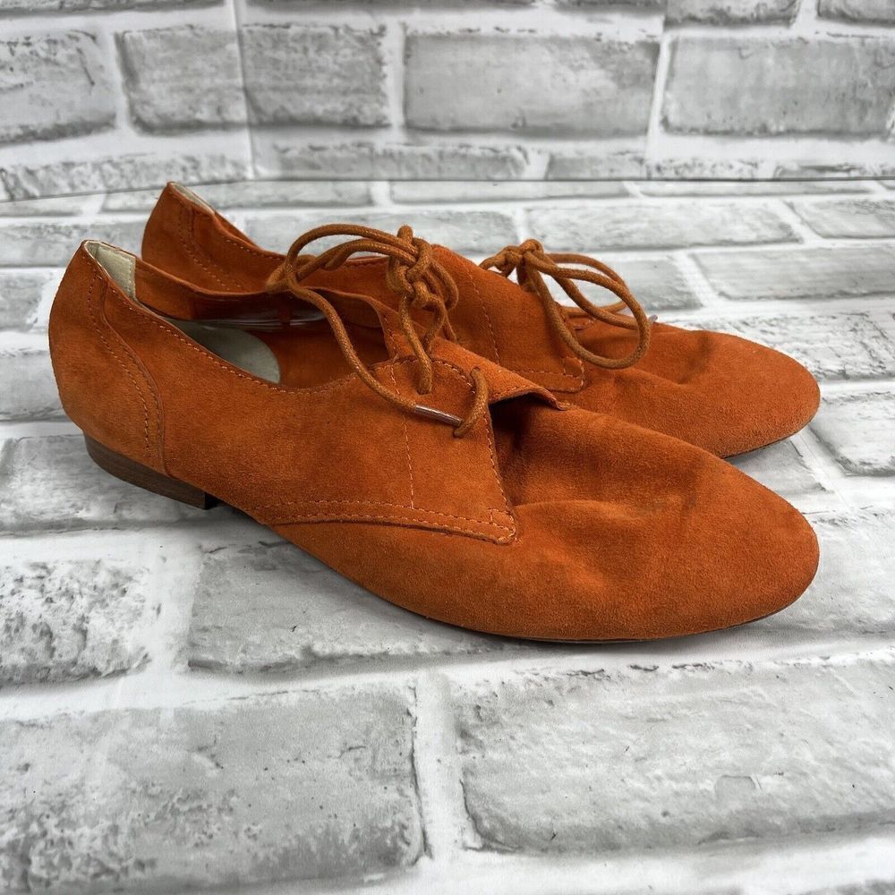 Tosca Blu Women's Size 37/ US 6.5 Orange Suede Flat Lace Up Loafer Oxfords - Picture 10 of 12